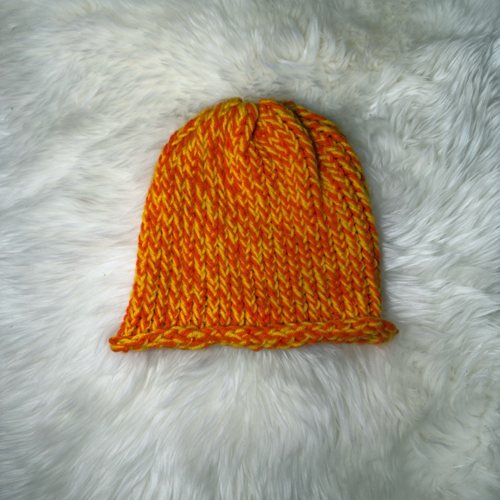 Orange and Yellow Knit Beanie